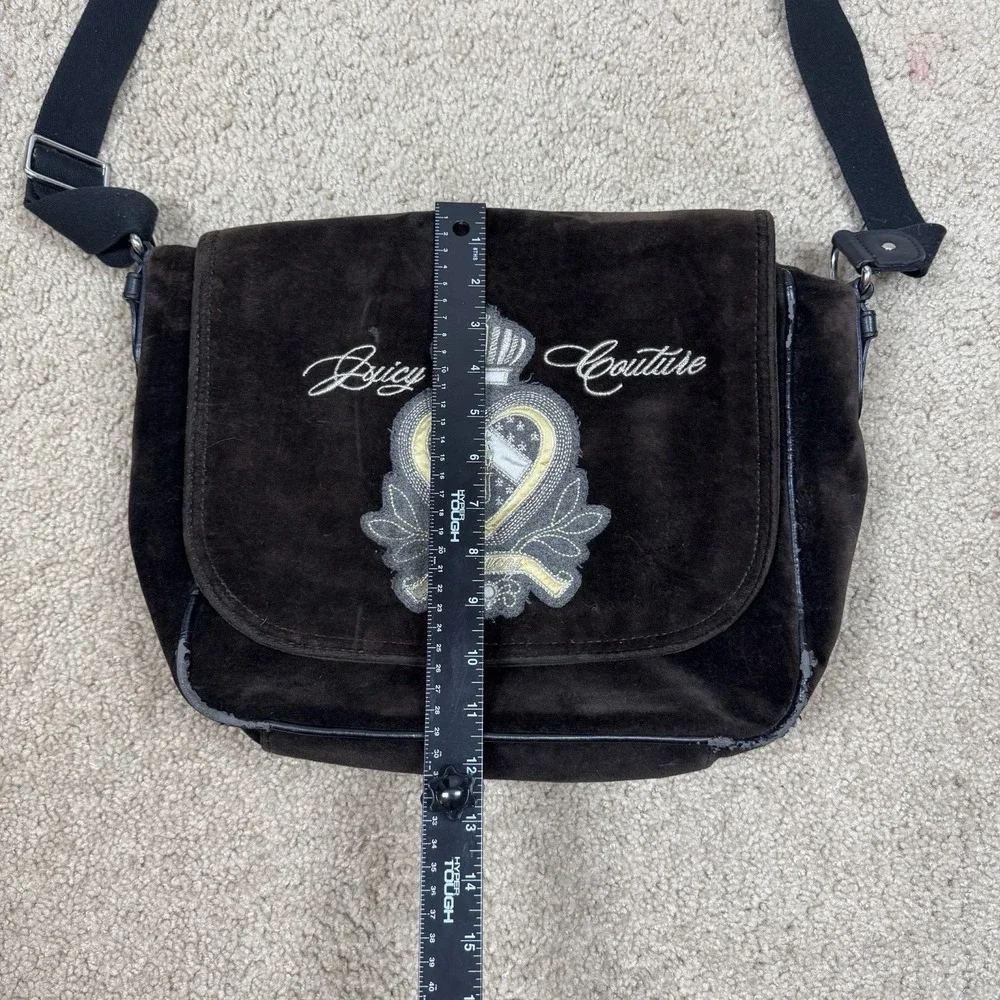 Vintage Y2K Juicy Couture Laptop Computer Messenger Bag Brown Velour‎ Velvet